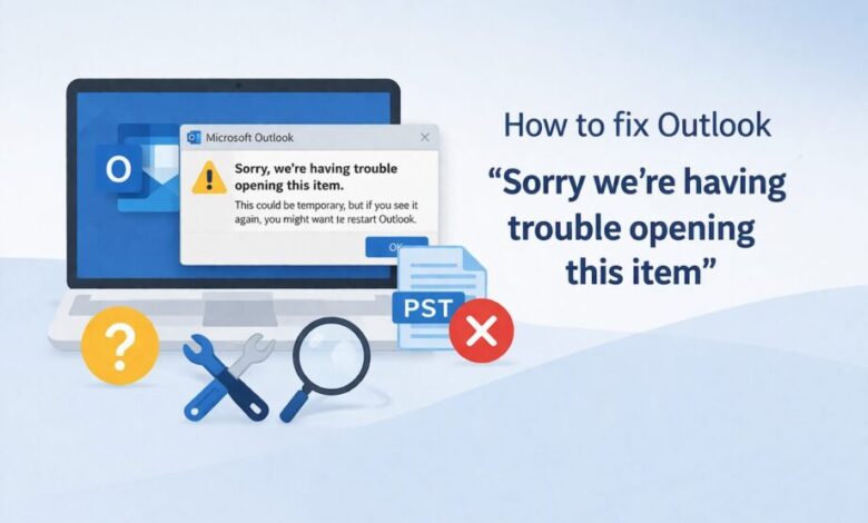 How to fix Outlook “Sorry we're having trouble opening this items"